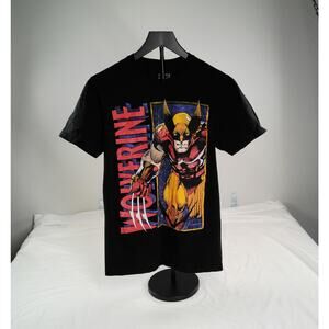 Marvel Wolverine Graphic T-Shirt Black Distressed Comic Print Men’s Small